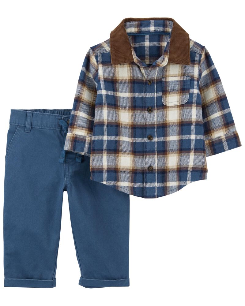 Baby 2-Piece Plaid Shirt & Pant Set , image 1 of 5 slides