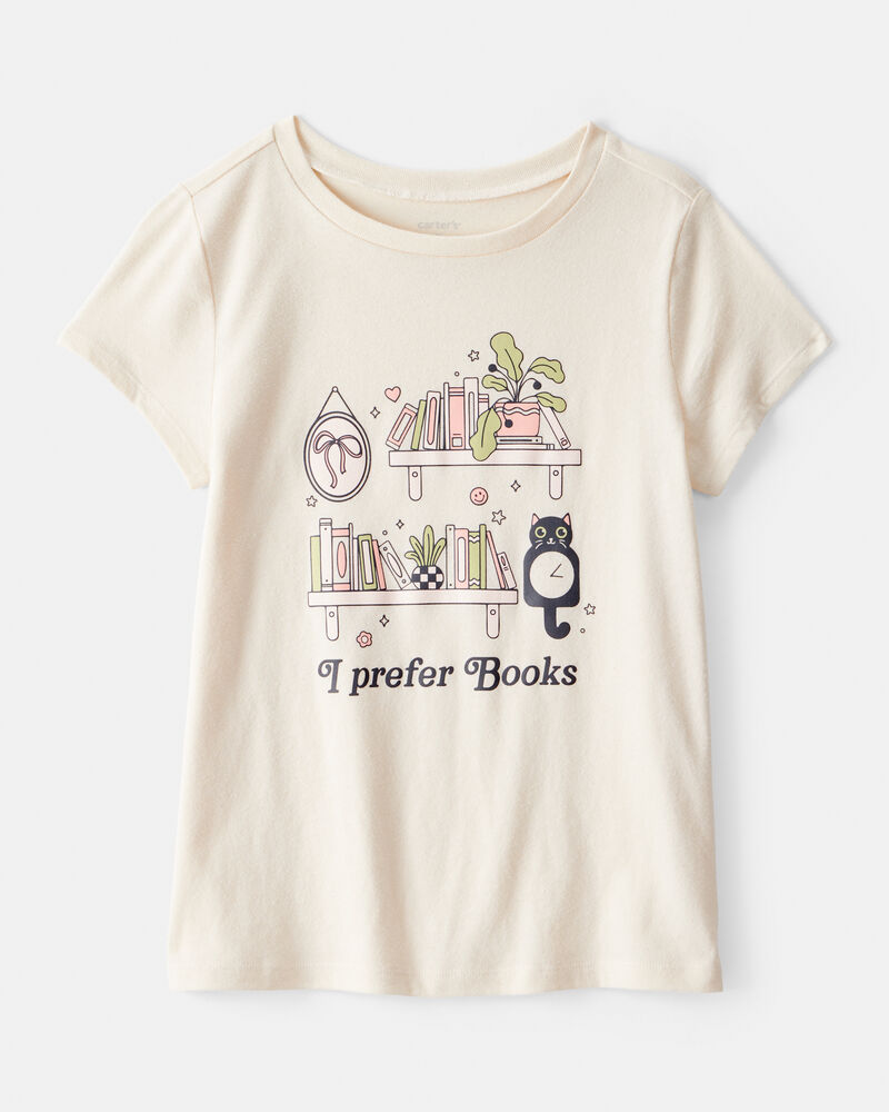 Girls I Prefer Books Short-Sleeve Graphic Tee - White, image 1 of 3 slides