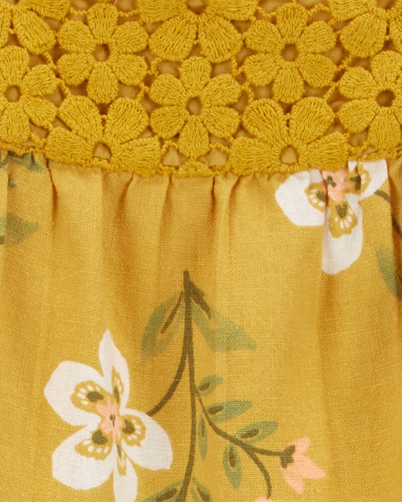 Toddler Floral Linen Dress, image 3 of 4 slides