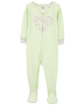 Toddler 1-Piece Striped Heart 100% Snug Fit Cotton Footless Pajamas, 