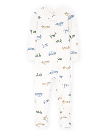 Baby Boy Car Print PurelySoft Footie 1-Piece Pajamas - Ivory, 
