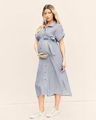 Adult  Women's Maternity Seaside Midi Shirtdress, image 5 of 12 slides