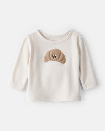 Baby Boy Croissant Long-Sleeve Tee - White, 