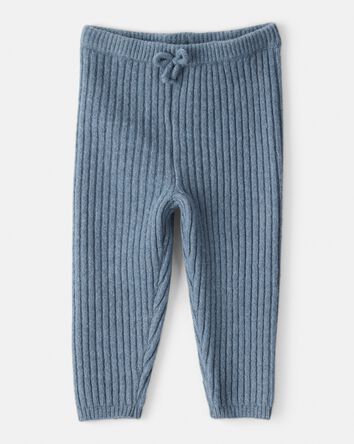 Baby Girl Ribbed Sweater Knit Pants - Blue, 