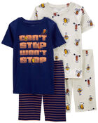 Kid 4-Piece Can't Stop Won't Stop Pajamas Set, image 1 of 4 slides