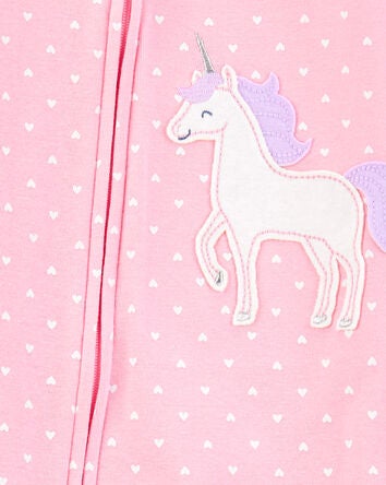 Baby Unicorn Snug Fit Cotton Footie 1-Piece Pajamas - Pink, 