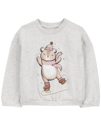 Ice Skating Bear Fleece Sweatshirt, 