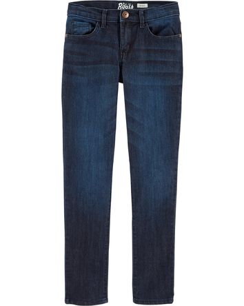 Kid Dark Blue Wash Skinny-Leg Jeans, 