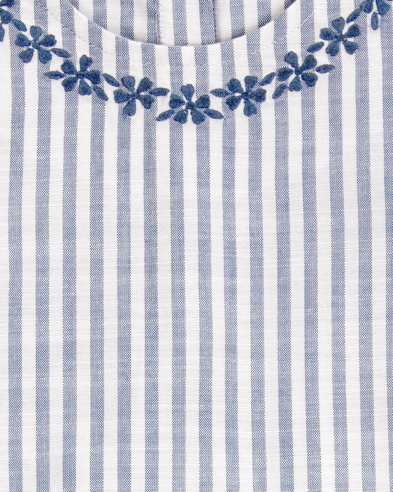 Toddler Striped Linen Look-Alike Fashion Tank - Blue/White, image 2 of 3 slides