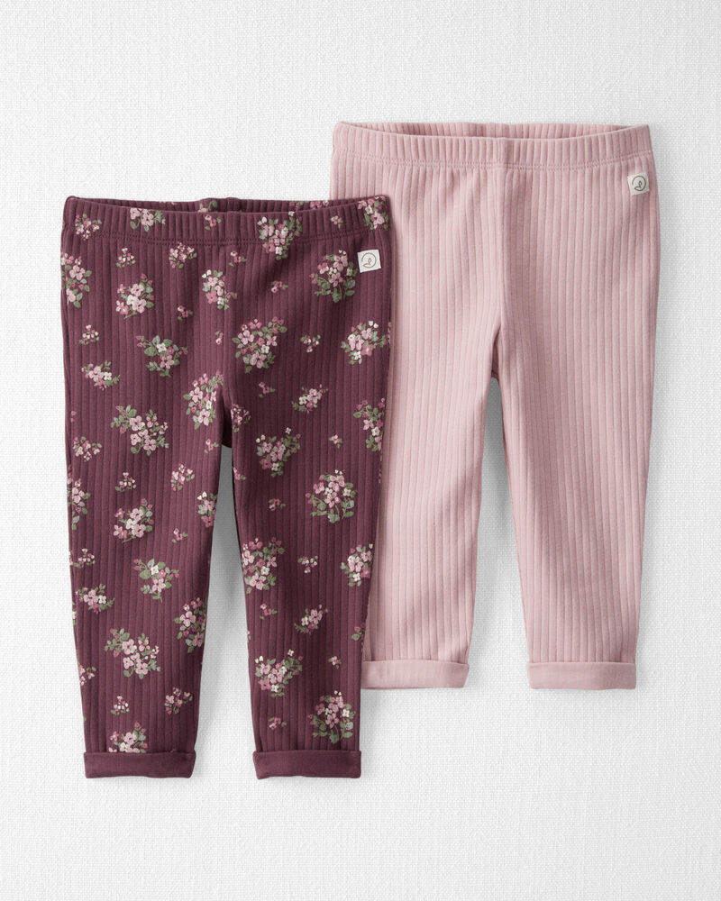 Baby 2-Pack Organic Cotton Rib Leggings, image 1 of 4 slides