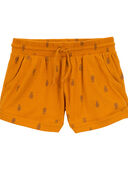 Gold - Kid Pineapple Pull-On Knit Gauze Shorts