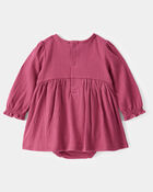 Baby Embroidered Floral Bodysuit Dress - Pink, image 2 of 5 slides