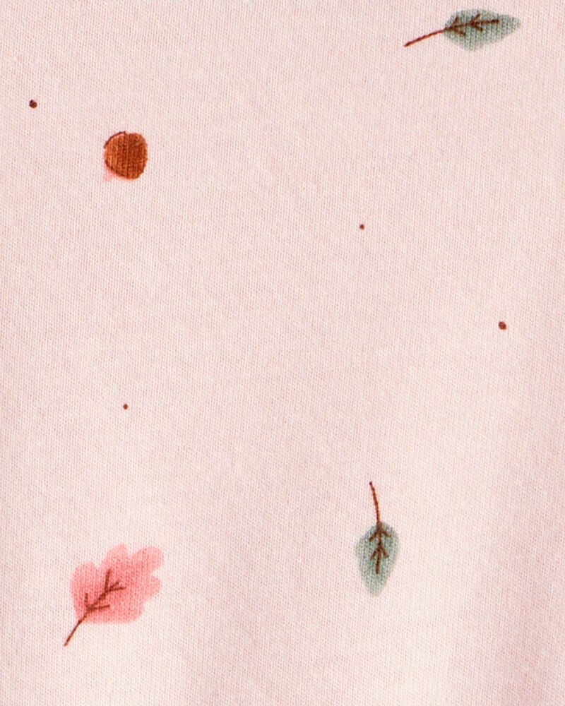 Baby Girl Leaf Print Long Sleeve Dress - Pink, image 3 of 4 slides