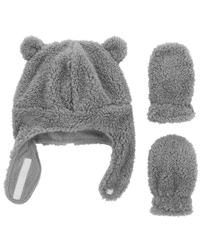 Baby 2-Pack Sherpa Hat & Mitten Set, image 1 of 2 slides