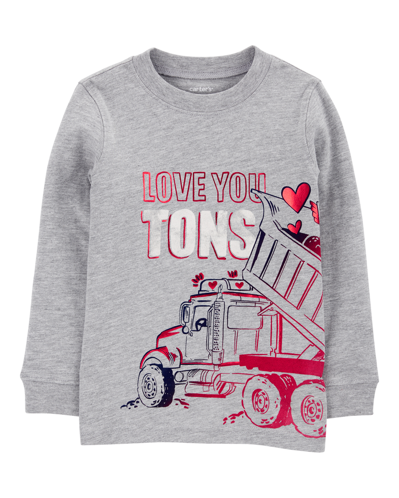Baby Truck Cotton Blend Long-Sleeve Tee - Gray, image 1 of 3 slides