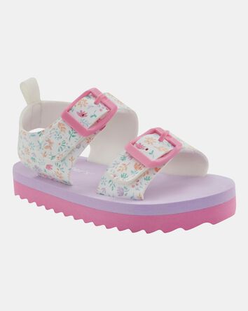 Toddler Casual Floral Sandals - Pink/White, 