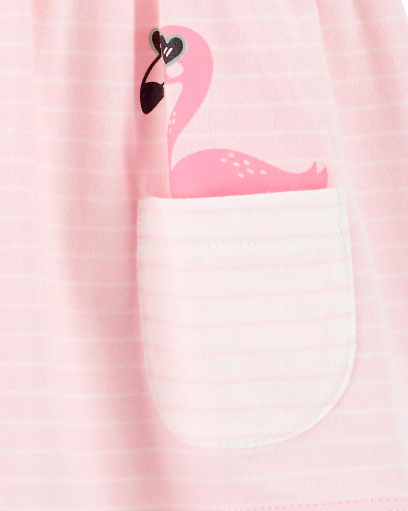 Baby 1-Piece Flamingo Bodysuit Dress Dress, image 2 of 3 slides
