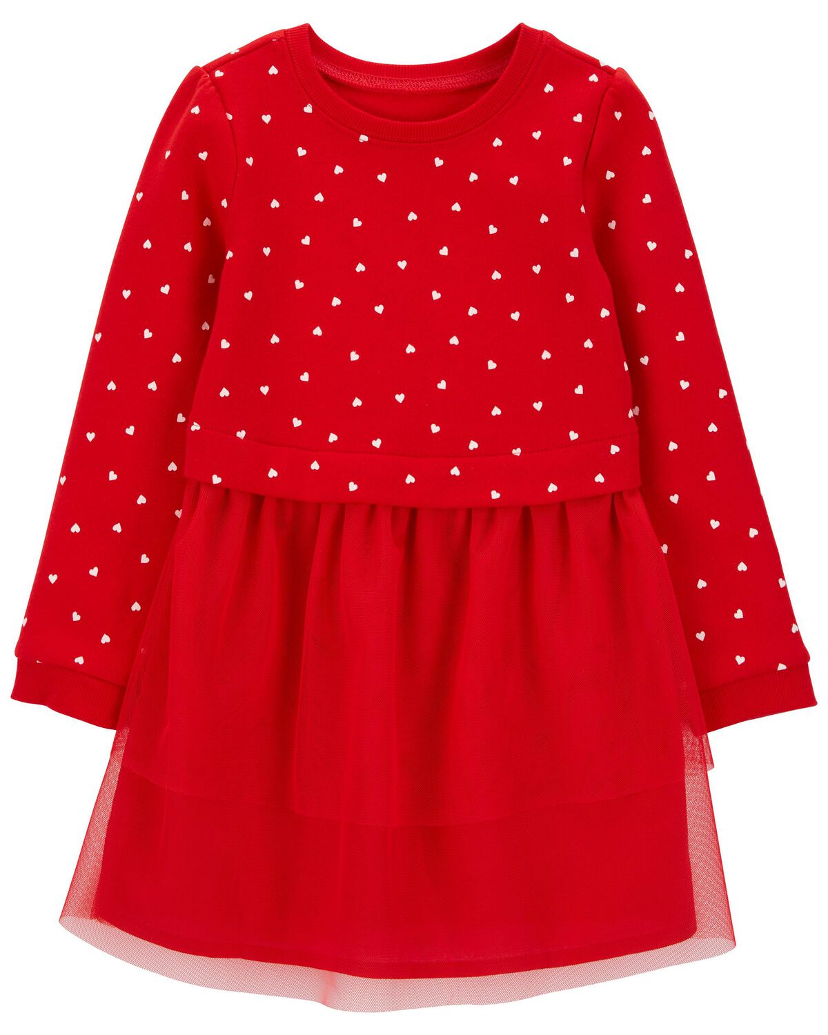 Red Toddler Heart Long-Sleeve Tulle Dress | carters.com