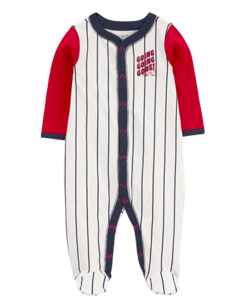 Baby Baseball Snap-Up Cotton Sleep & Play Pajamas, 
