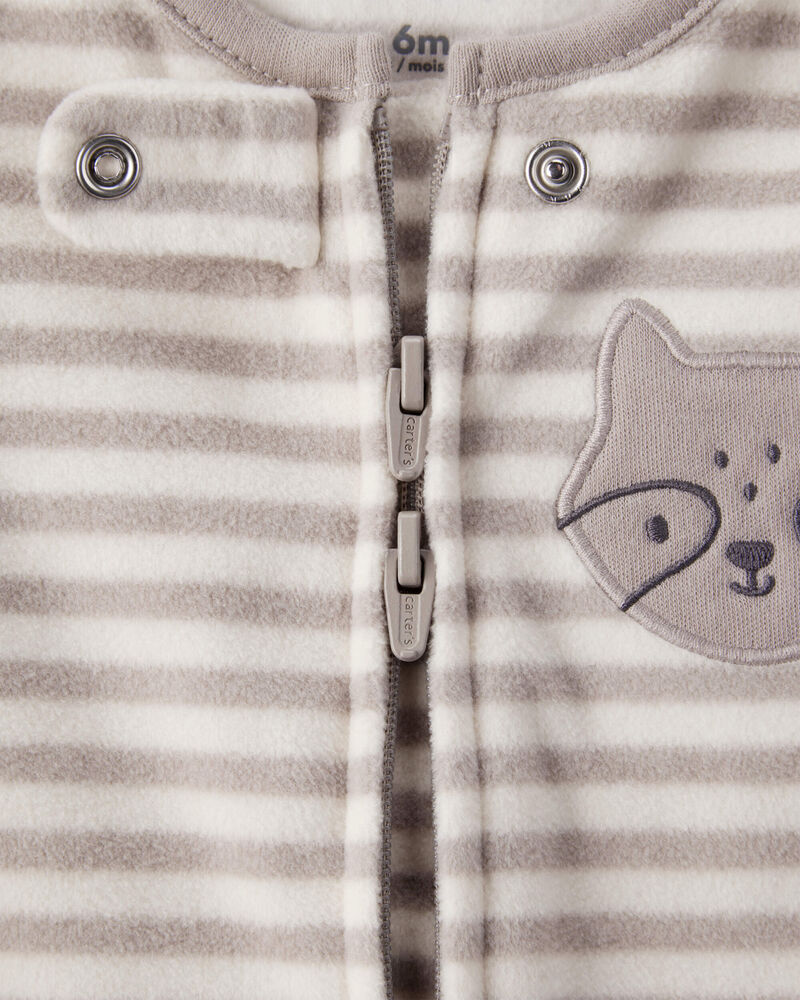 Baby Boy Fox Striped Loose Fit Long-Sleeve Sleep & Play Pajamas - Brown, image 3 of 5 slides