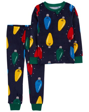 Baby 2-Piece Christmas Lights Velboa Pajamas, 