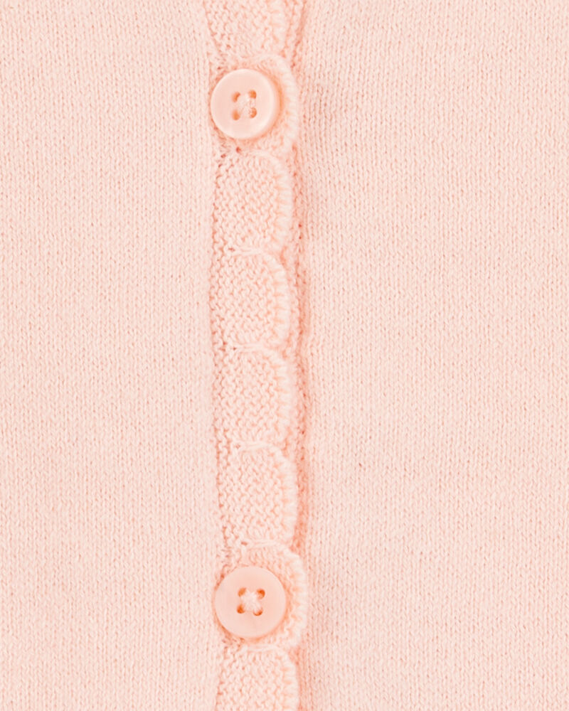 Toddler Girl Scalloped Trim Cardigan Sweater - Pink, image 2 of 3 slides