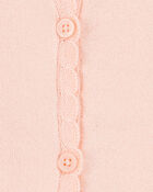 Toddler Girl Scalloped Trim Cardigan Sweater - Pink, image 2 of 3 slides