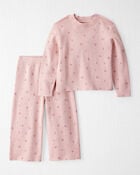 Toddler Girl 2-Piece Organic Cotton Sweater Knit Set in Blush Petals Print, image 1 of 5 slides