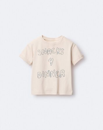 Toddler 'Snacks 4 Dinner' Short-Sleeve Graphic Tee - Khaki, 