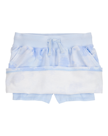 Kid Drawstring Cloud Dye French Terry Skort - Blue, 