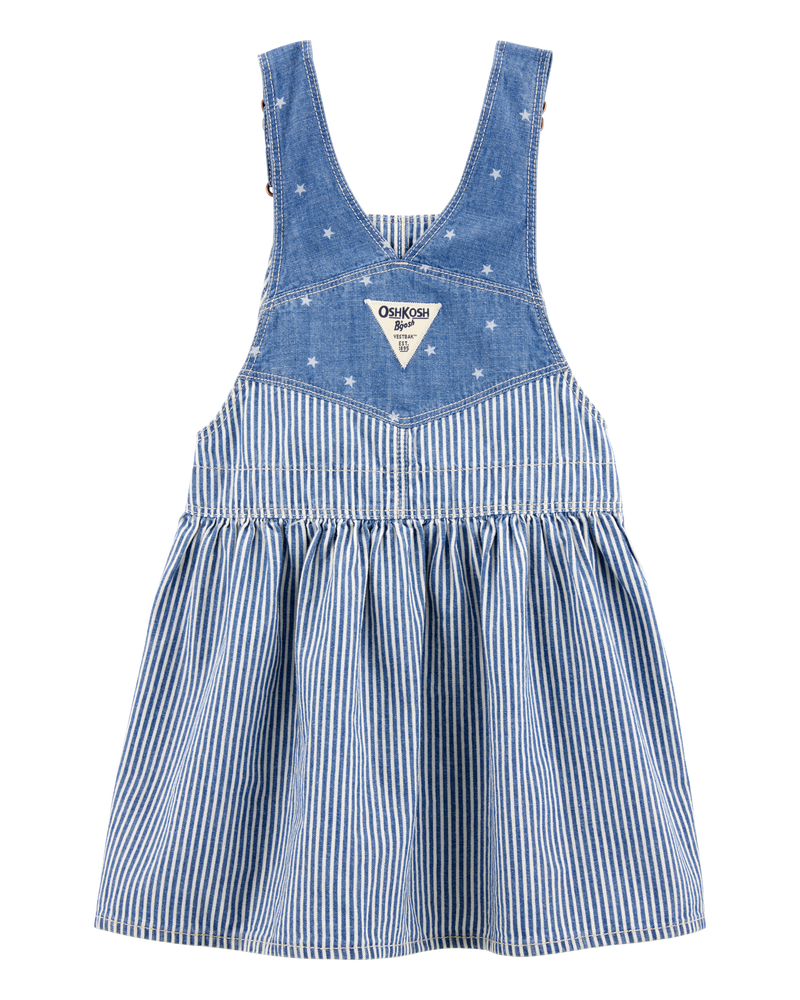 Toddler Chambray Striped Jumper Dress - Blue, image 2 of 4 slides