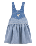Toddler Chambray Striped Jumper Dress - Blue, image 2 of 4 slides