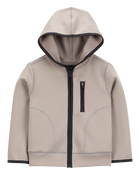 Toddler Stretch Tech Zip-Up Hooded Jacket - Khaki, image 1 of 3 slides