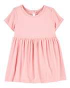 Baby Girl Solid PurelySoft Bodysuit Dress - Pink, image 1 of 7 slides
