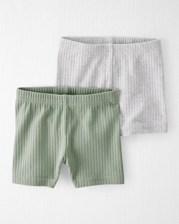 Baby 2-Pack Organic Cotton Ribbed Pedal Shorts, 