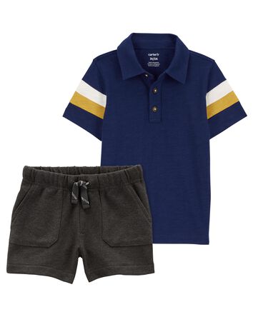 Baby 2-Piece Striped Polo Shirt & Pull-On All Terrain Shorts Set, 