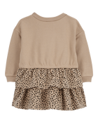 Baby Leopard Ruffle Long-Sleeve Dress, image 2 of 5 slides