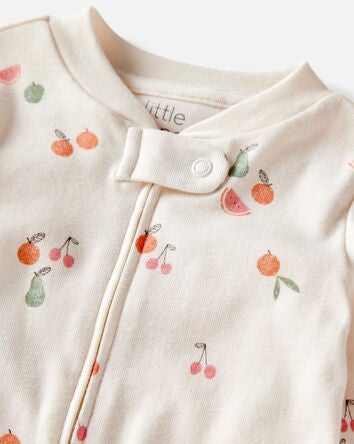 Baby Organic Cotton Fruit-Print Sleep & Play Pajamas, 
