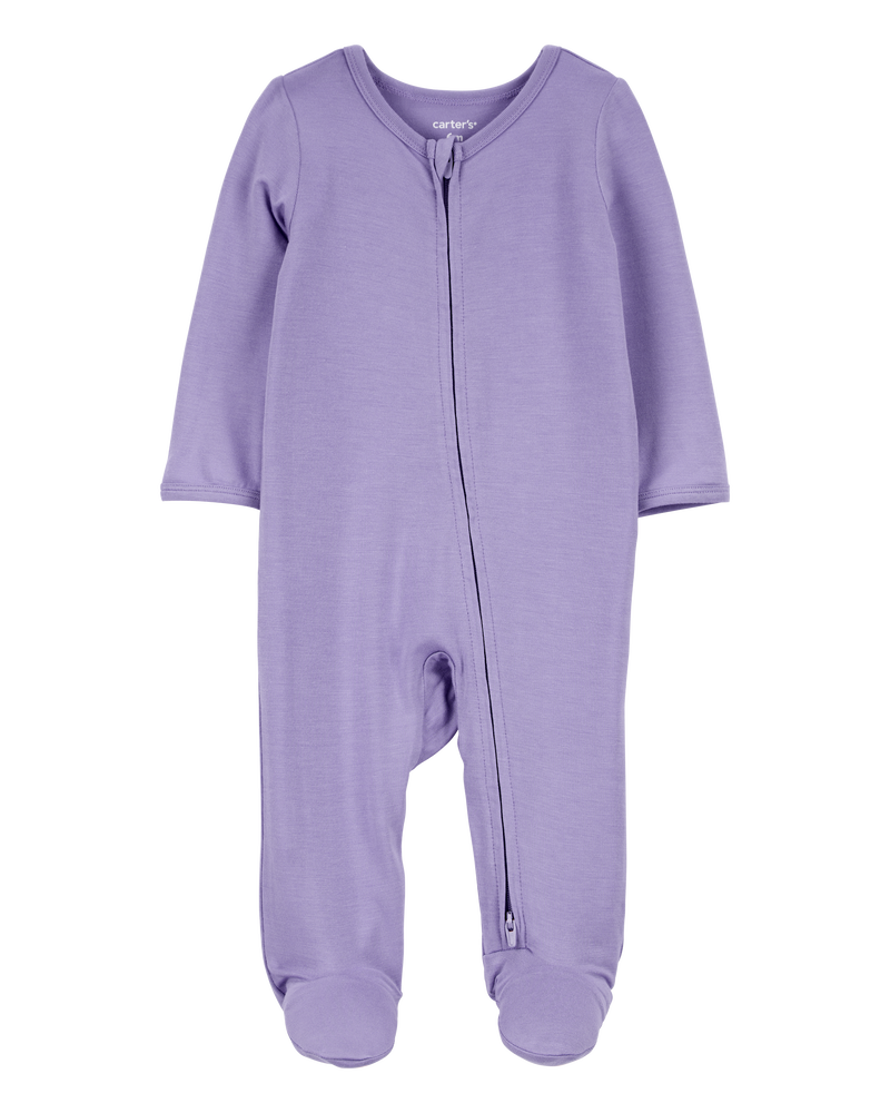 Baby Girl Zip-Up PurelySoft Sleep & Play Pajamas, image 1 of 6 slides
