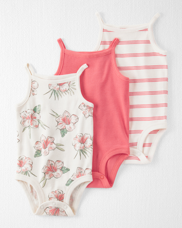 Baby 3-Pack Organic Cotton Rib Bodysuits, 