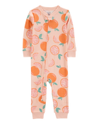 Baby Girl Orange Print Snug Fit Cotton Footless 1-Piece Pajamas - Pink, image 1 of 4 slides