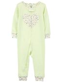 Green - Toddler 1-Piece Heart 100% Snug Fit Cotton Footless Pajamas