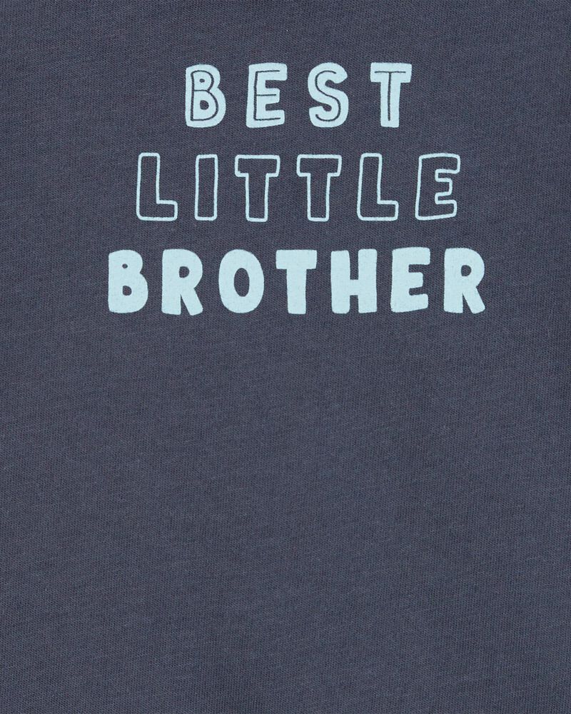 Baby Best Little Brother Short-Sleeve Bodysuit - Blue, image 2 of 3 slides