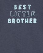 Baby Best Little Brother Short-Sleeve Bodysuit - Blue, image 2 of 3 slides