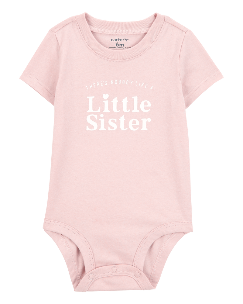 Baby Little Sister Short-Sleeve Bodysuit - Pink, image 1 of 3 slides