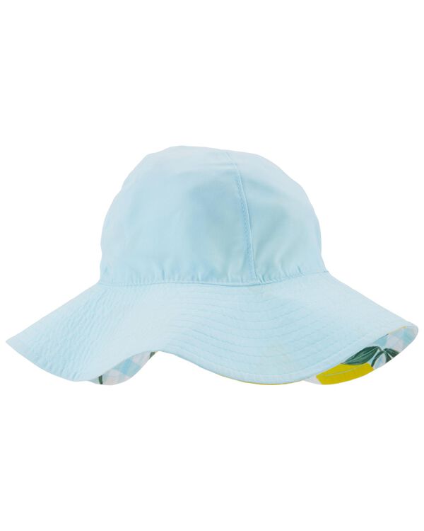 Blue/Yellow Toddler Reversible Lemon Gingham Sun Hat