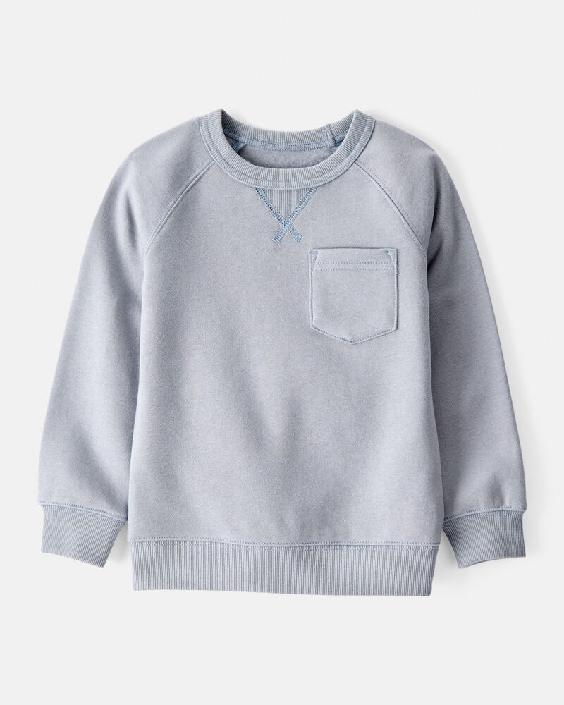 Toddler Boy Solid Fleece Long-Sleeve Sweatshirt - Grey, image 1 of 3 slides