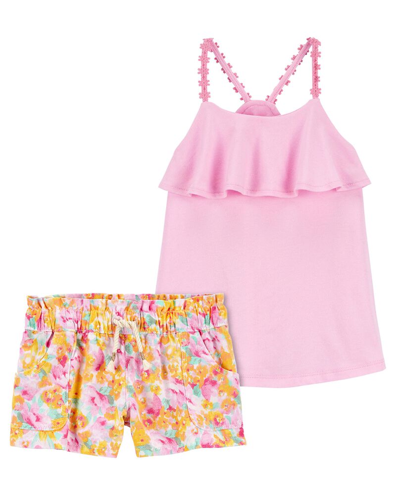 Baby 2-Piece Strap Ruffle Tank &  Paperbag Twill Shorts Set, image 1 of 4 slides