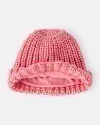 Toddler Girl 2-Piece  Shimmer Winter Hat & Mittens - Pink, image 2 of 3 slides