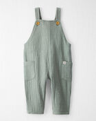 Baby Organic Cotton Textured Gauze Overalls in Sage Pond, image 1 of 6 slides